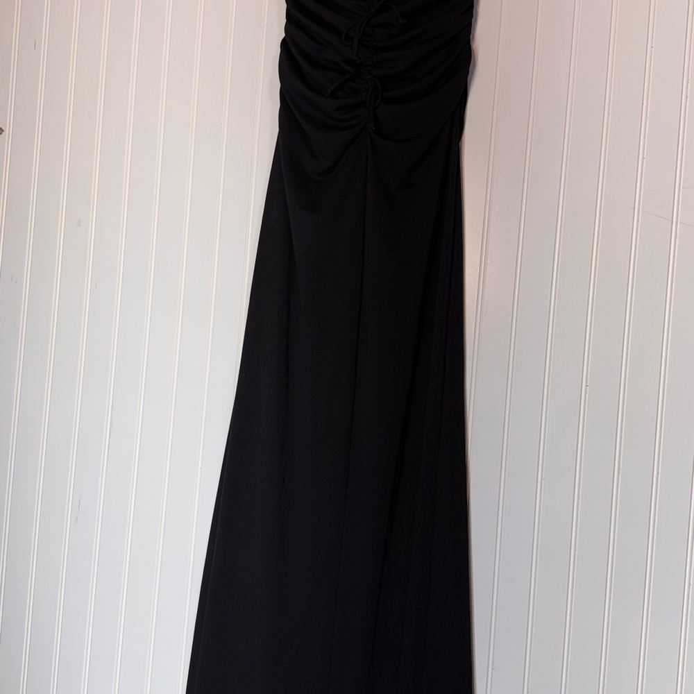 Nicole Miller New York Black Ruched Lace-Up Maxi Dress 10 Made in USA - Picture 4 of 8